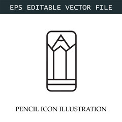 Pencil Icon Black and White Vector Design Image Illustration
