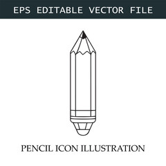 Pencil Icon Black and White Vector Design Image Illustration
