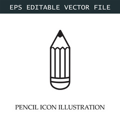 Pencil Icon Black and White Vector Design Image Illustration
