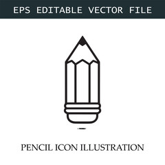 Pencil Icon Black and White Vector Design Image Illustration
