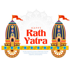Chariot of Lord Jagannath, Balabhadra and Subhadra on annual Rathayatra in Odisha festival background