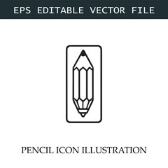 Pencil Icon Black and White Vector Design Image Illustration
