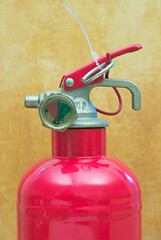 close-up of a portable fire extinguisher