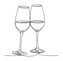 two wine glasses minimal line drawing