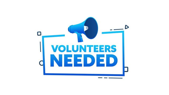 Volunteers needed announcement with megaphone and green screen