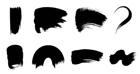 Black brush strokes collection on white background