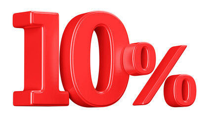 3D Red 10 Percent Off Discount Number Sale
