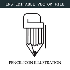 Pencil Icon Black and White Vector Design Image Illustration

