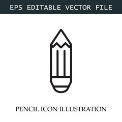 Pencil Icon Black and White Vector Design Image Illustration
