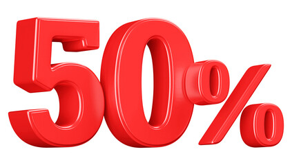 3D Red 50 Percent Off Discount Number Sale