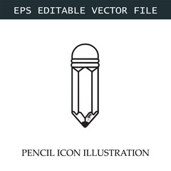 Pencil Icon Black and White Vector Design Image Illustration
