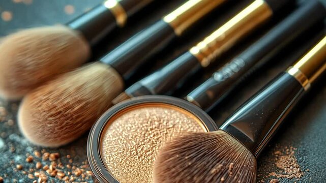 Makeup brushes and powder