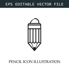 Pencil Icon Black and White Vector Design Image Illustration
