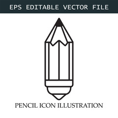 Pencil Icon Black and White Vector Design Image Illustration
