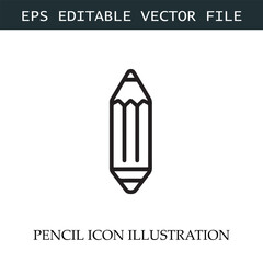 Pencil Icon Black and White Vector Design Image Illustration
