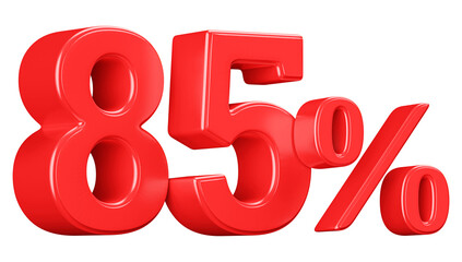 3D Red 85 Percent Off Discount Number Sale