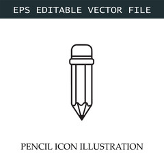 Pencil Icon Black and White Vector Design Image Illustration
