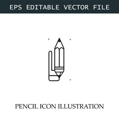 Pencil Icon Black and White Vector Design Image Illustration
