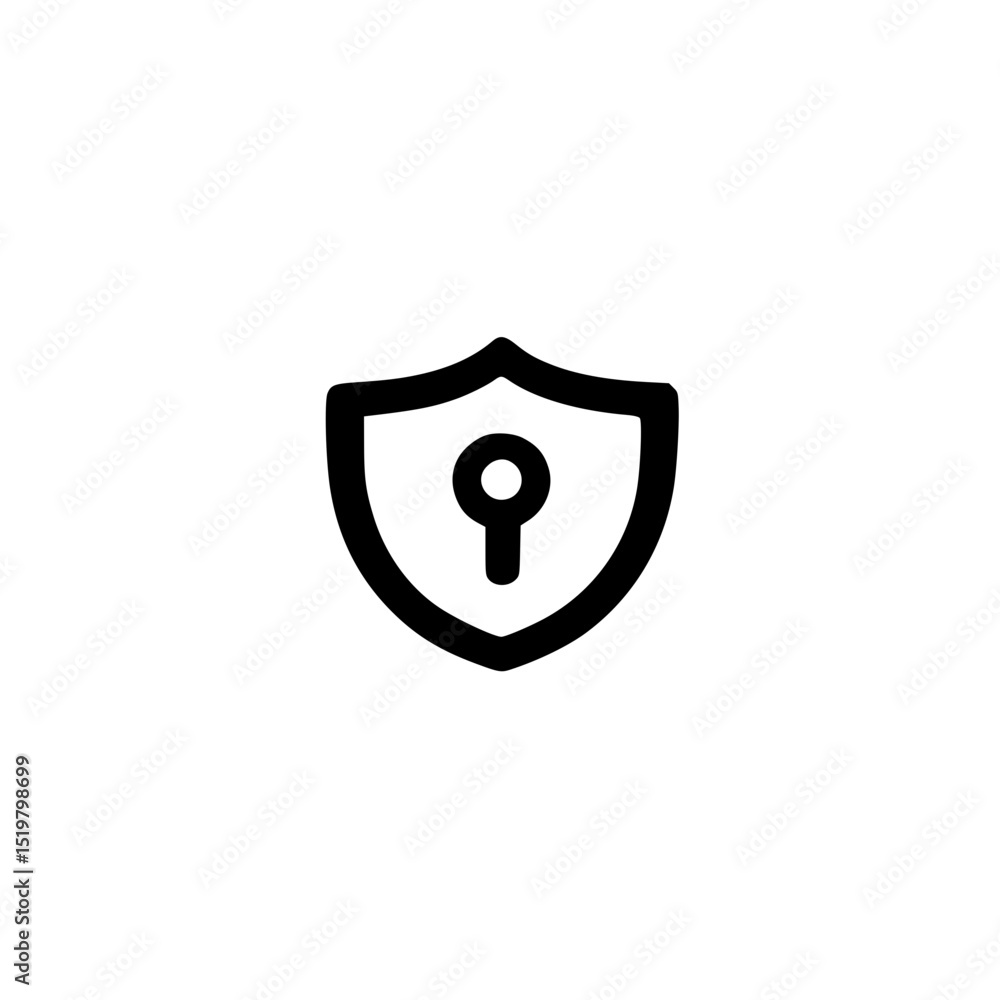 Poster security lock icon. vector icon of a shield with a key symbolizing security