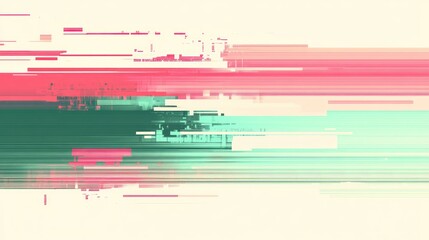 Abstract glitch art with horizontal, pastel-colored stripes, showing digital distortion effect