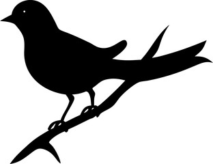 Elegant silhouette illustration of a bird perched gracefully on a branch perfect for nature themed designs and artistic projects with