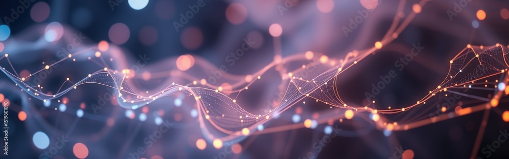 Fototapete abstract network connection background with dots and lines, data visualization