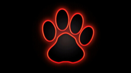 Glowing Red Neon Paw Print Design  Perfect for Pet-Related Projects and Designs
