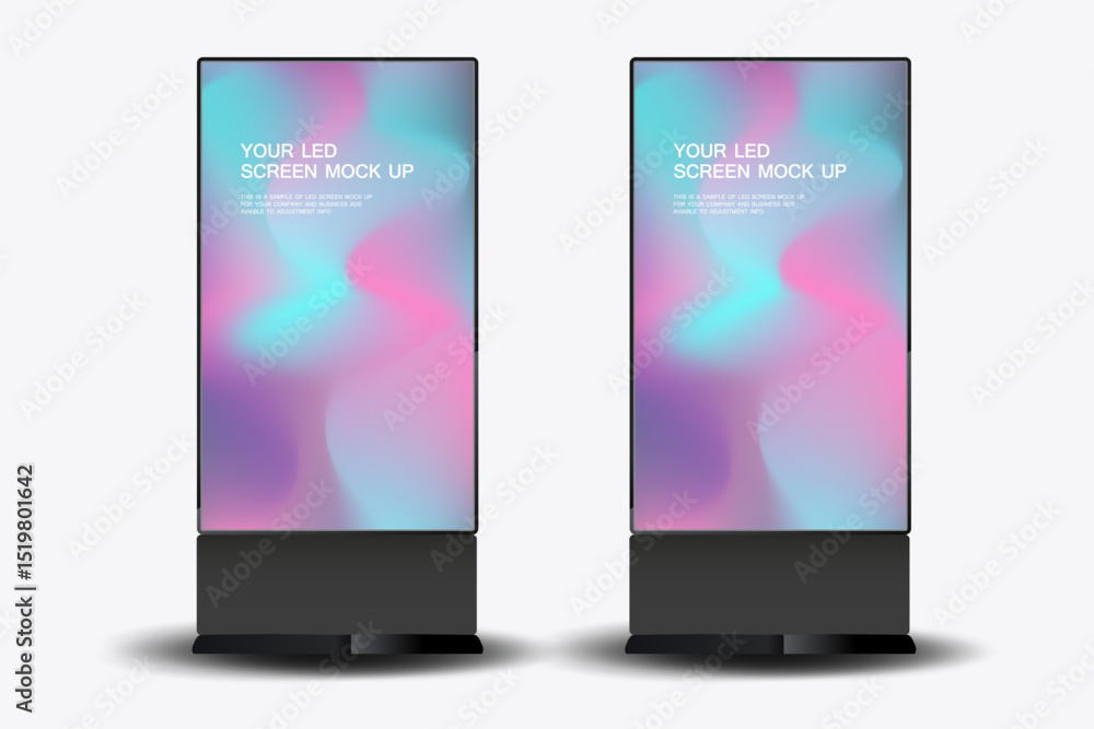 Aufkleber set two led screens mock-up features a bold, high-contrast design with displayed prominently. the mi