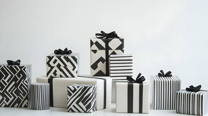 Elegant monochrome gifts for modern celebrations with stylish black and white patterns © Dina