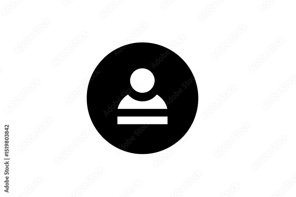 Poster this shows simple black and white user icon, featuring circular shape with person silhouette inside.