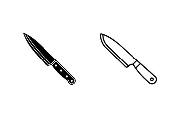 Simple vector illustration of kitchen knife in black and white silhouette design