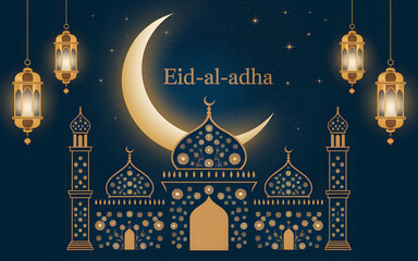 Eid Al-Adha Mosque Night Banner Design
