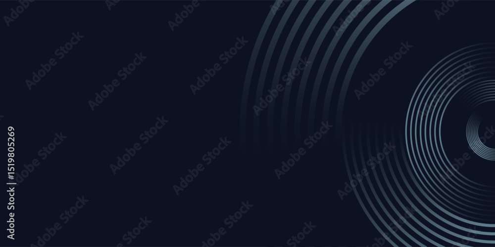 Poster blue abstract background with glowing circles. swirl circular lines pattern. geometric spiral. twirl