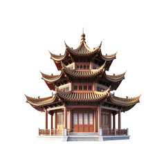 Obraz premium Traditional asian pagoda architectural design 3d model on transparent background