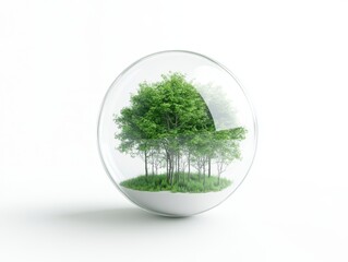 Miniature forest enclosed in a glass sphere
