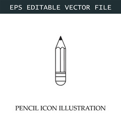 Pencil Icon Black and White Vector Design Image Illustration
