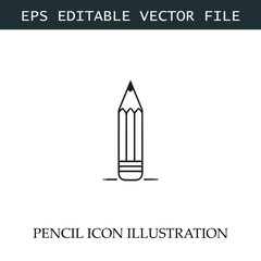 Pencil Icon Black and White Vector Design Image Illustration
