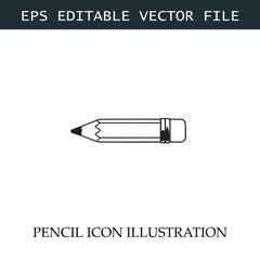 Pencil Icon Black and White Vector Design Image Illustration
