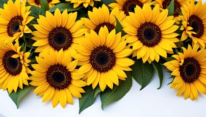 Naklejka premium a collection of vibrant yellow sunflowers