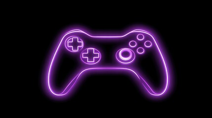 Glowing purple neon gamepad outline on black background