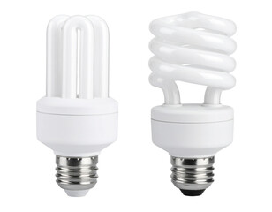 Two compact fluorescent light bulbs with different tube designs.