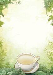Serene Herbal Tea A Refreshing Cup in a Verdant Setting, Perfect for Relaxation and Tranquility