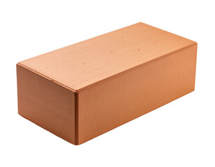 A solid rectangular clay brick with smooth surfaces and sharp edges.