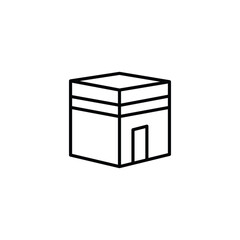 Line art icon depicting the Kaaba, Islam's holiest site in Mecca.
