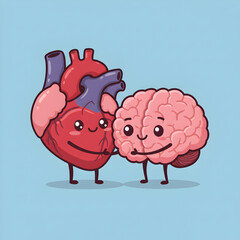 Cute Pixel Art: Heart & Brain Teamwork &ndash; Mind & Body Connection