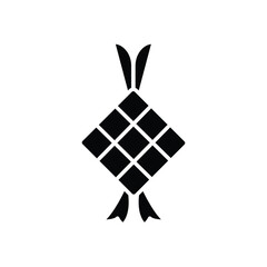 A black and white icon of a Ketupat, a traditional rice cake.