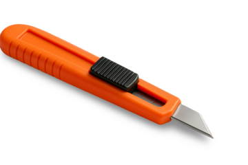 Utility Knife Cutter with Retractable Blade on White Background