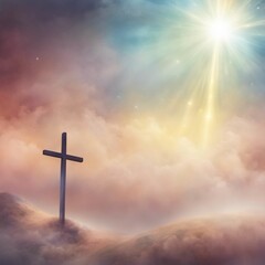 Fototapeta premium Heavenly Cross A Spiritual Journey into Faith, Hope, and Resurrection