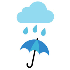 Rain Cloud and Blue Umbrella Weather Icon
