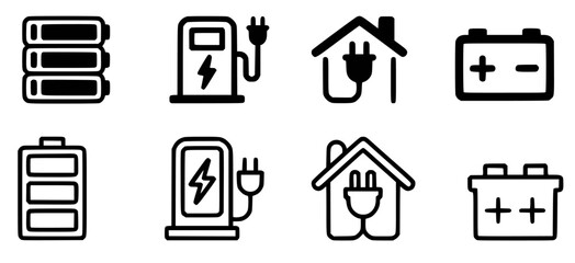 Electric vehicle and renewable energy icon set